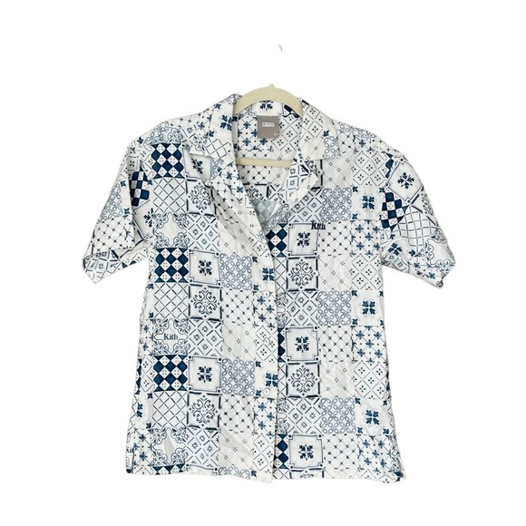 Kith Blue and White Patterned Top - Picture 1 of 3